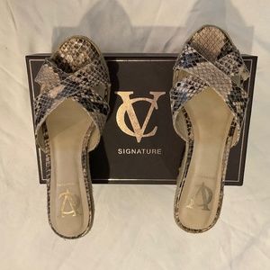 Vince Camuto Signature Sandals, Faux Snakeskin, Wedges, Size 6, New